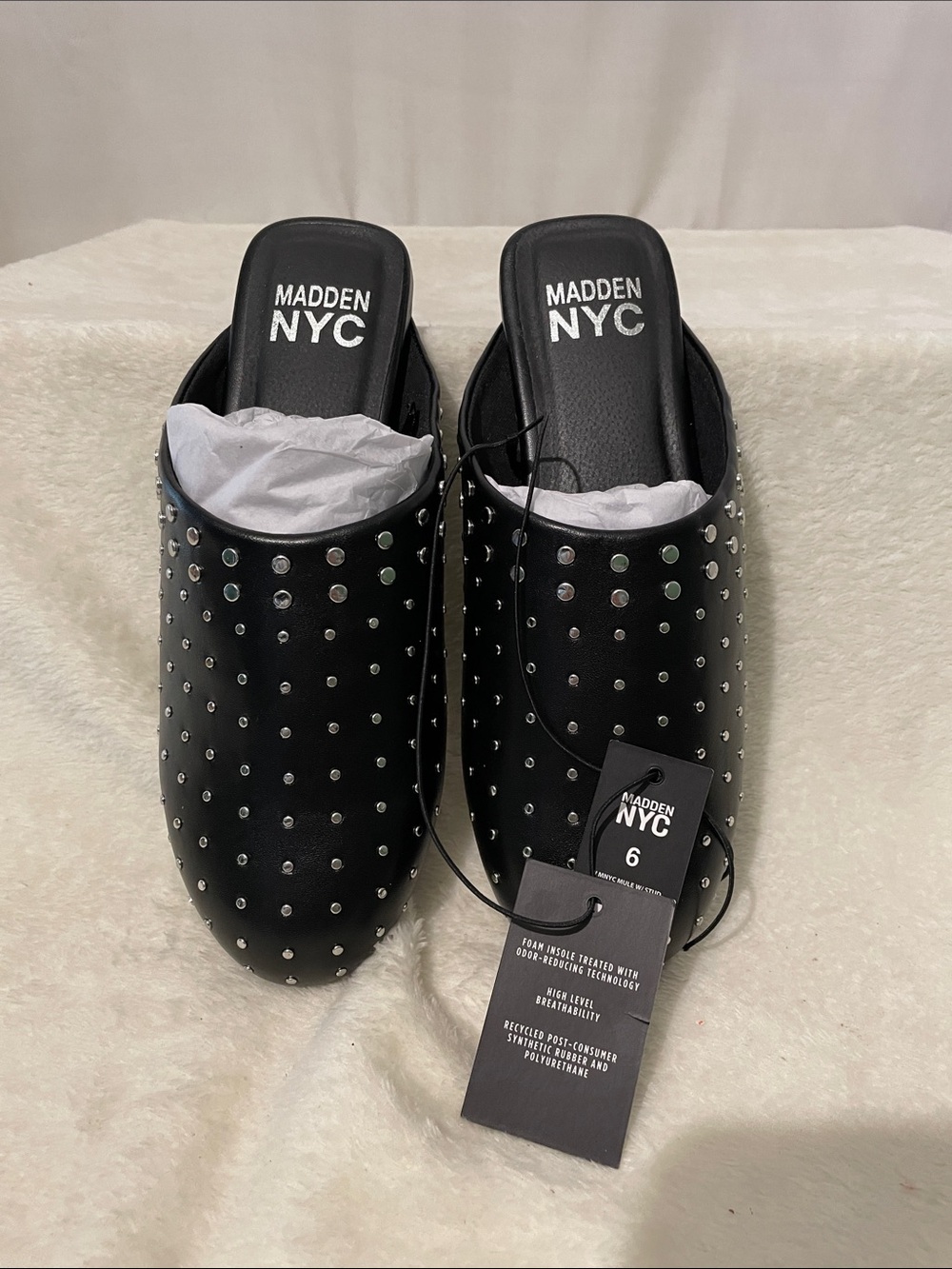 Madden NYC Black Studded Mule Clogs